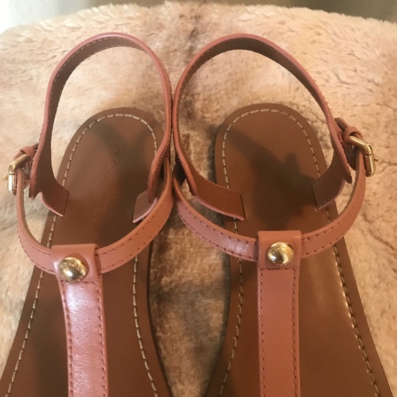 NEW COACH LEATHER T STRAPPED SANDALS - Picture 2 of 6